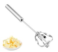 Batidor Semiautomático - Herramienta De Mezcla Activada Por Empuje, Mezclador Rotativo Manual De Acero | Dispositivo De Batido Ergonómico A Presión, Gadget Culinario Liso, Equipo De Batidor Rápido