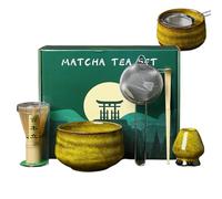 Batidor y cuenco de matcha, kit de matcha, cuenco de matcha de 5 piezas, accesorios de matcha, juego completo de iniciación de matcha con batidor y cuenco, kit tradicional de matcha para principiantes