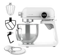 Cecotec Batidora Amasadora Twist&Fusion 4500 Luxury White. 800 W, Cuerpo de Aluminio fundido, Motor DC, 8 velocidades, Luz LED, Bol de Acero Inoxidable de 5,2 L