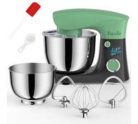 Batidora Amasadora Reposteria 1500 W, Facelle Amasadora de Pan Multifunción | 5,5L & 4,5L , 10+P Robot de Cocina Amasador con Batidor, Batidor Plano, Gancho Para Masa y Protector Contra Salpicaduras