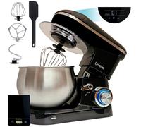 Briebe km1164b batidora amasadora repostería profesional 5l+ báscula cocina 6 velocidades + pulso pantalla led, 1800, negro
