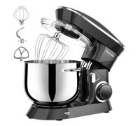 Batidora Amasadora Vezzio 8.5L Repostería Profesional 1500 W 6 Velocidades Robot de Cocina Batidora Multifunción Bajo Ruido Bol de Acero Inoxidabl, Amasador, Batidor y Varillas (Black)