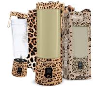 Batidora BlendyGo 3, batidora de vaso portátil, blender recargable por USB, ideal para smoothies, batidos y batidos de proteínas, mezclador portátil potente, 500 ml (Leopardo)