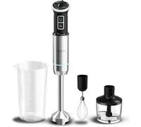 Cecotec Batidora de Mano Power Neutron 1100MAX Pro. 1100W Potencia Máxima, 4 Cuchillas Recubrimiento de Titanio, Velocidad Ajustable, Función Turbo, Pie XL, Vaso 800ml, Picadora y Varilla Montaclaras