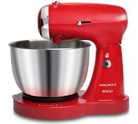 SOGO Amasadora Repostería, Mezcladora y Batidora 3 en 1 con Bol Giratorio, Varillas y Ganchos para Amasar de Acero Inoxidable, 5 Velocidades, 3,2 Litros, Rojo (SS-14506)