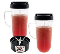Batidora de 2 tazas altas de 22 onzas con tapa abatible y hoja cruzada con juntas, piezas de repuesto compatibles con licuadoras Magic Bullet serie MB1001 de 250 W
