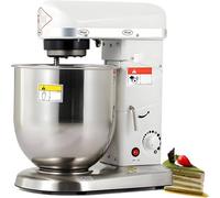 Batidora de alimentos comercial de alta resistencia,batidora de pie profesional para hornear,con gancho para masa, batidor y varilla, batidora de cocina de acero inoxidable de 3 velocidades White-7L