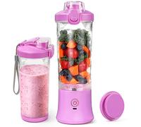 Batidora de batido de 600 ml, recargable, 4000 mAh, diseño de 6 cuchillas 3D y resistencia al agua IP67, batidora de zumo fresco USB con 2 modos de mezcla y motor de 270 W. Remover fácilmente