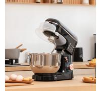 Batidora de Cocina HOMCOM de 1400W con 6+ Velocidades, Amasadora con Tazón de Acero Inoxidable de 5.5L, Gancho Amasador, Protector Antisalpicaduras, Batidor, Gancho Mezclador, Separador de Huevos y