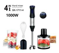 Batidora de Inmersión Eléctrica 4 en 1 de 1000W, Mezcladora Multiusos, Picadora de Carne, Exprimidor, Procesador de Alimentos para Bebés, Trituradora de Hielo con Cuchilla de Acero Inoxidable, 4 in 1