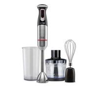 Batidora de mano 1200W negra con 20 velocidades, pie desmontable, vaso y picadora