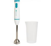 Batidora de mano 400W con vaso medidor 800ml, 2 velocidades, cuchillas de acero inoxidable, ligera y compacta para papillas, purés, salsas y smoothies, fácil limpieza, MaxellPower (BLANCO 400W)