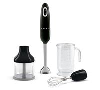 Batidora de mano 700W Smeg HBF03BLEU negra acero inoxidable cable 1,5m accesorios incluidos