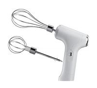 Batidora de mano, batidor eléctrico, licuadoras pequeñas portátiles de 3 velocidades, batidor de masa de acero inoxidable para cocina, hornear y cocinar (blanco)