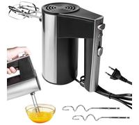 Batidora de Mano, Batidora eléctrica de mano, 5 velocidades, batidora de mano, incluye 2 varillas agitadoras, 2 ganchos para amasar de acero inoxidable, para mezclar huevos, masa y