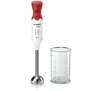 Batidora de mano BOSCH ErgoMixx MSM64110 - 450W - Pie de acero inoxidable - 4 cuchillas afiladas - 2 velocidades - Bol graduado 600ml - blanco/rojo