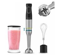 Cecotec Batidora de Mano Katana 15 Cream B. 1500 W, 21 Velocidades y Turbo, 4 hojas con Titanio Negro, Campana antisalpicaduras, Pie extralargo,Varillas monta claras, Vaso 800 ml