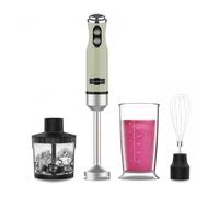 Cecotec Batidora de Mano Power RetroGreen 1200MAX Cream&Crush. Potencia Máxima 1200 W, Tecnología CrossBlades, 2 Velocidades, Set Accesorios aptos Lavavajillas, Campana antisalpicaduras