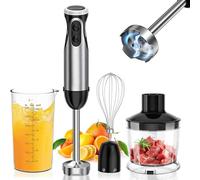 Batidora de mano con 12 velocidades y cuerpo de acero inoxidable, licuadora de inmersión multifuncional para cortar, moler, mezclar y preparar alimentos