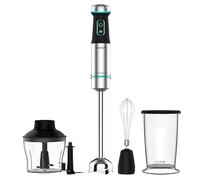 Cecotec Batidora de mano Power TitanBlack 1200 XL Cream&Crush. Potencia 1200 W, Tecnología CrossBlades, Pie XL, Campana antisalpicaduras, Velocidad ajustable, Función Turbo