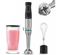 Cecotec Batidora de Mano Katana 15 Cream B. 1500 W, 21 Velocidades y Turbo, 4 hojas con Titanio Negro, Campana antisalpicaduras, Pie extralargo,Varillas monta claras, Vaso 800 ml