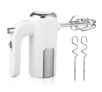 Batidora de mano de 400 W, 5 niveles y función turbo, agitador de acero inoxidable, batidora de mano con 2 varillas mezcladoras, 2 ganchos para amasar, limpieza con un solo clic, para cocina, hornear