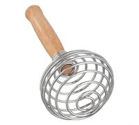 Batidora de mano de acero inoxidable para huevos con cuerpo de aleación 304, mecanismo de bobina de resorte y mango de madera maciza