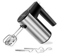 Batidora de mano eléctrica de acero inoxidable de 1000 W para hornear, velocidad de autocontrol turbo + 5 velocidades + botón de expulsión + 4 accesorios de acero inoxidable para batir fácilmente la