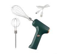 Batidora de mano eléctrica recargable por USB, para hornear pasteles, batidor de acero inoxidable, batidor de crema, claras de huevo batidas, verde, 24,6 cm (tres engranajes)