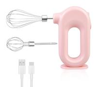 Batidora de mano inalámbrica eléctrica: mini batidora de mano con 4 niveles y 2 batidores, batidora eléctrica recargable por USB, batidora eléctrica, batidora de huevos para hornear, crema, pasteles