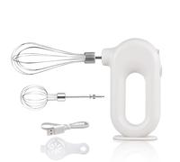 Batidora de mano recargable inalámbrica, mini 4 velocidades, ajustable, inalámbrica, USB, recargable, batidora de mano, portátil, 1500 mAh, con 2 batidores de huevos, color blanco