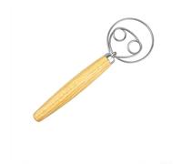 Batidora de masa de acero inoxidable con mango de madera de haya, batidor de mano para hornear pan y crema, herramienta de cocina ergonómica para claras de huevo de mantequilla, beige, 33 cm (tamaño