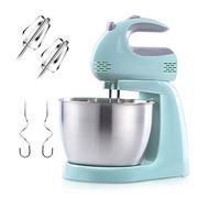 Batidora de masa eléctrica de 3 litros con batidor automático, recipiente de acero inoxidable, batidor de huevos y ganchos para masa, ideal para cocinar y hornear, 150 W.