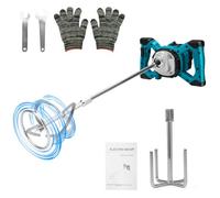 Batidora de mortero de color compatible con batería Makita, 3200 W, sin escobillas, agitador de mortero de color con 2 varillas (transmisión de 6 velocidades, máx. 680 r/min, sin batería)