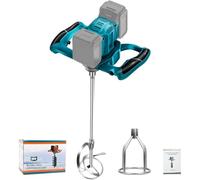 Batidora de mortero de color compatible con batería Makita de 18 V, sin escobillas, mezclador de cemento, transmisión de 6 velocidades, mezclador industrial para pintura, yeso, cemento, mortero (sin