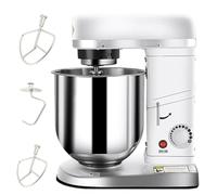 Batidora de pie - Batidora de cocina con varillas, gancho amasador y batidor de varillas, tazón de acero inoxidable de 5L/7L/10L, batidora eléctrica de cocina con 3 velocidades ajustables, color bla