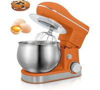 Batidora de pie con cuenco de acero inoxidable de 6 L, protección contra salpicaduras, batidora eléctrica para amasar, batir, hornear y rebozar pasteles