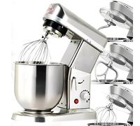 Batidora de pie eléctrica 3-en-1, 5L/7L/10L Batidora de alimentos comercial con bol de acero inoxidable, gancho para amasar y batidor para pasteles 3 velocidades(7L)