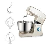 Batidora de pie eléctrica 3 en 1, tazón de acero inoxidable de 8 l, incluye protector contra salpicaduras, batidor de globo, batidor y gancho para masa.