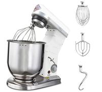 Batidora de pie eléctrica, batidora de alimentos comercial de 500 W con función de pulso, 3 velocidades, tazón de acero inoxidable, gancho para masa, batidor, batidor - Perfecta para hornear