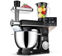 Batidora de pie para licuadora, procesador de alimentos de acero inoxidable de 8 litros con pantalla inteligente y tarro de vidrio de 1,5 L, función de pulso para jugos y batidos