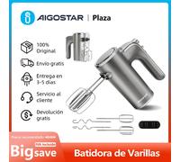 Batidora de Varillas, 5 Velocidades + Modo Turbo, 2 Batidores de Varillas, 2 Ganchos de Amasado, Soporte de Almacenamiento, 400W