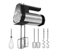 Cecotec Batidora de Varillas PowerTwist 500 Full Steel. 500 W, 5 Velocidades más Función Turbo, 3 Accesorios: Varilla de Globo, Varillas Batidoras y Garfios Amasadores, Diseño Ergonómico