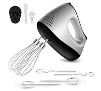 Batidora de Varillas Eléctrica 500W 5 Velocidades y Función Turbo con Varilla de Globo, Batidoras, Garfios Amasadores, Separador de Huevos, Espátula y Soporte de Almacenamiento para Repostería