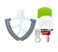 Batidora de varillas flexible para batidora de pie con cabezal inclinable KitchenAid de 4,5-5 cuartos con rascador de masa de 2 piezas, pala Kitchen Aid con rascador de bordes flexibles de silicona