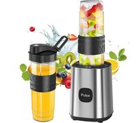Batidora de Vaso 500 W, Licuadora con 4 Cuchillas y 2 Botellas Portátiles de Tritan de 570 ml, Libre de BPA, Apta para Lavavajillas, Ideal para Jugos, Alimentos para Bebés, Batidos y Malteadas