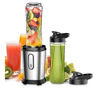 Batidora de Vaso, 500W Batidora Smoothies, Mini Batidora Portatil Batidora de Vaso Individual con 2 Botellas de 600 ml de Plástico Tritan, Licuadora para Zumos, Batidos, Verduras, Frutas