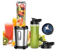 Batidora de Vaso, 500W Mini Portatil Batidora de Vaso Smoothies Individual con 2 Botellas de 600 ml de Plástico Tritan, Licuadora para Zumos, Batidos, Verduras, Frutas
