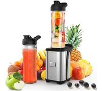 Batidora de Vaso Individual 350W, Licuadora Portátil con 2 Botellas de 600 ml, sin BPA, 4 Cuchillas de Acero Inoxidable, 25,000 r/min, Smoothie Maker Portatile para Smoothies, Frutas y Verduras
