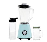Batidora de Vaso Juanita Mix & Go - 800W, Jarra de Cristal 1L, Botella 600ml para Batir y Llevar, Jarra Vintage de Regalo, Turbo, Estilo Retro Celeste, Fácil de Limpiar